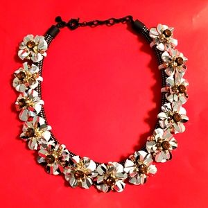 Metallic floral choker statement necklace